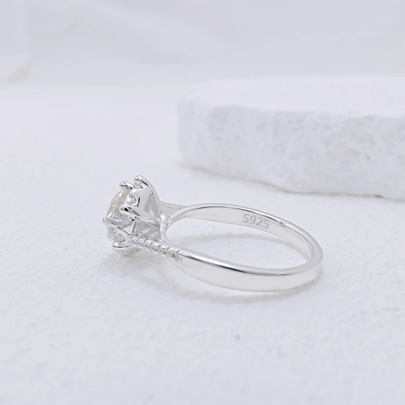 1CT Moissanite White Gold Plated Engagement Ring