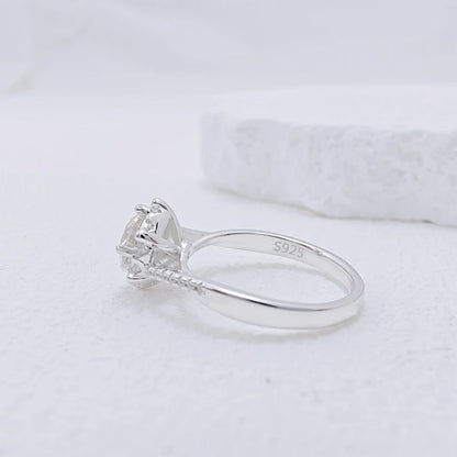 1CT Moissanite White Gold Plated Engagement Ring