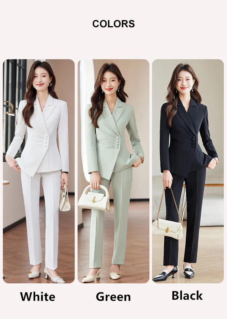 Women’s Slim Fit Pantsuit – Single Breasted Blazer & Ankle-Length Trousers
