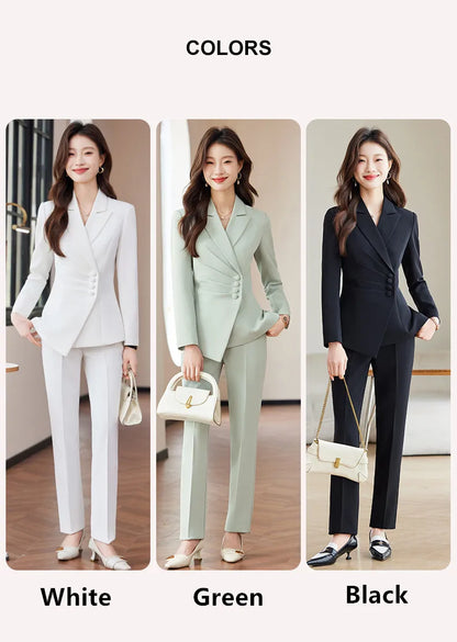 Women’s Slim Fit Pantsuit – Single Breasted Blazer & Ankle-Length Trousers