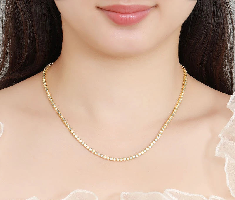 Round Cut Moissanite Tennis Necklace