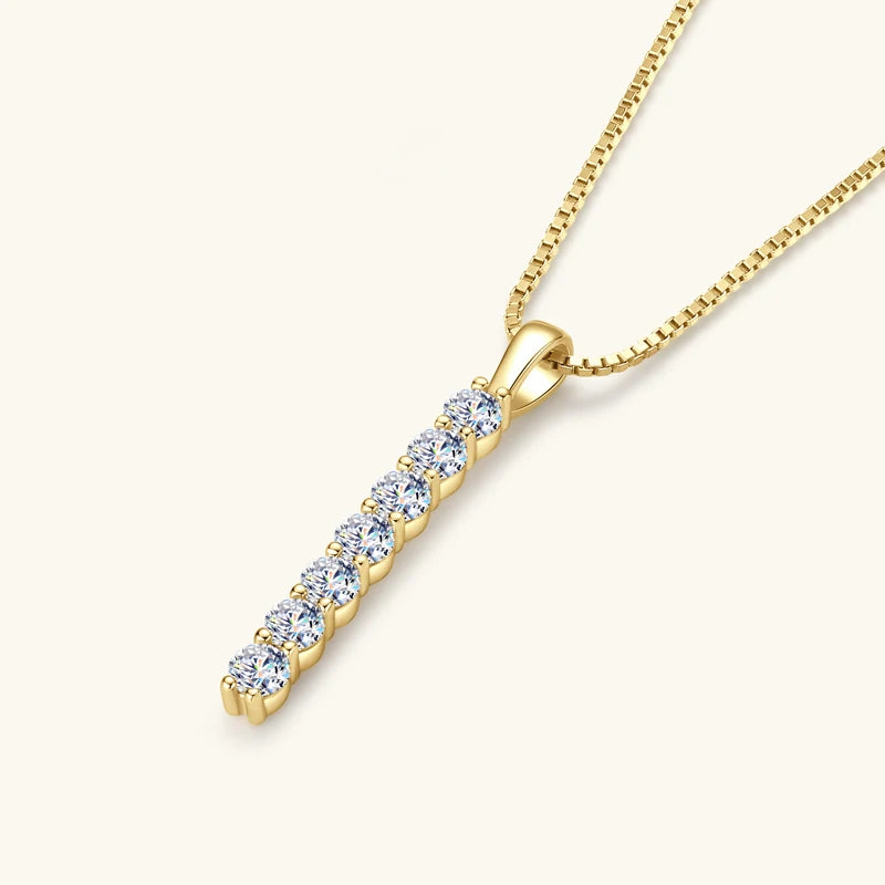 Moissanite 7-stone Bar Necklace - Gift for Her
