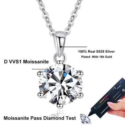 18K Gold Plated Moissanite Round Pendant Necklace