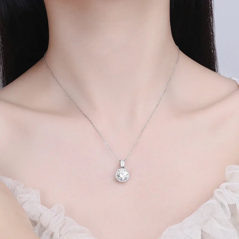 Round-Shaped Moissanite Pendant Necklace