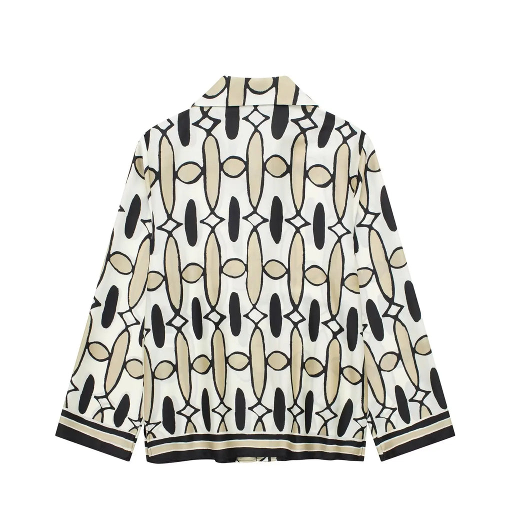 Geometric Print Long Sleeve Shirt and Pants Set
