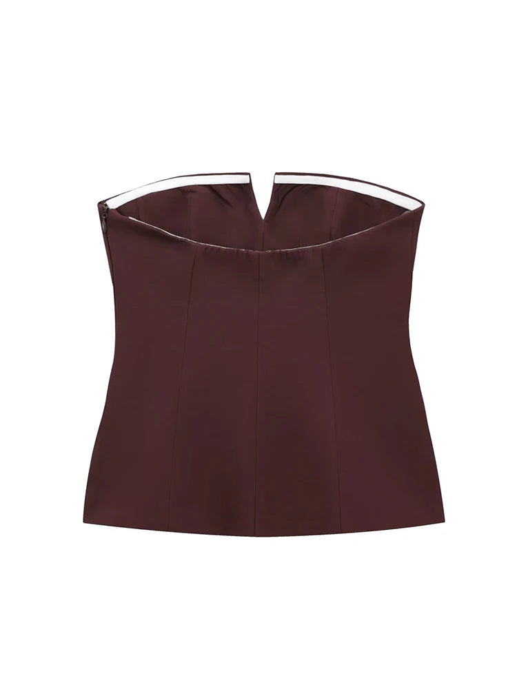 Strapless Blazer Design Crop Top