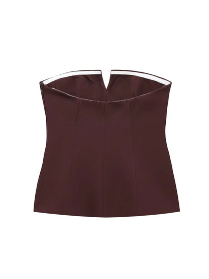 Strapless Blazer Design Crop Top