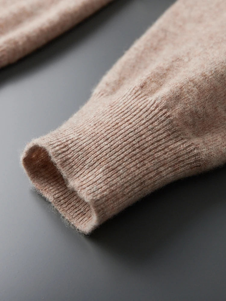 Men's Luxury 100% Merino Wool Buttoned Polo Pullover