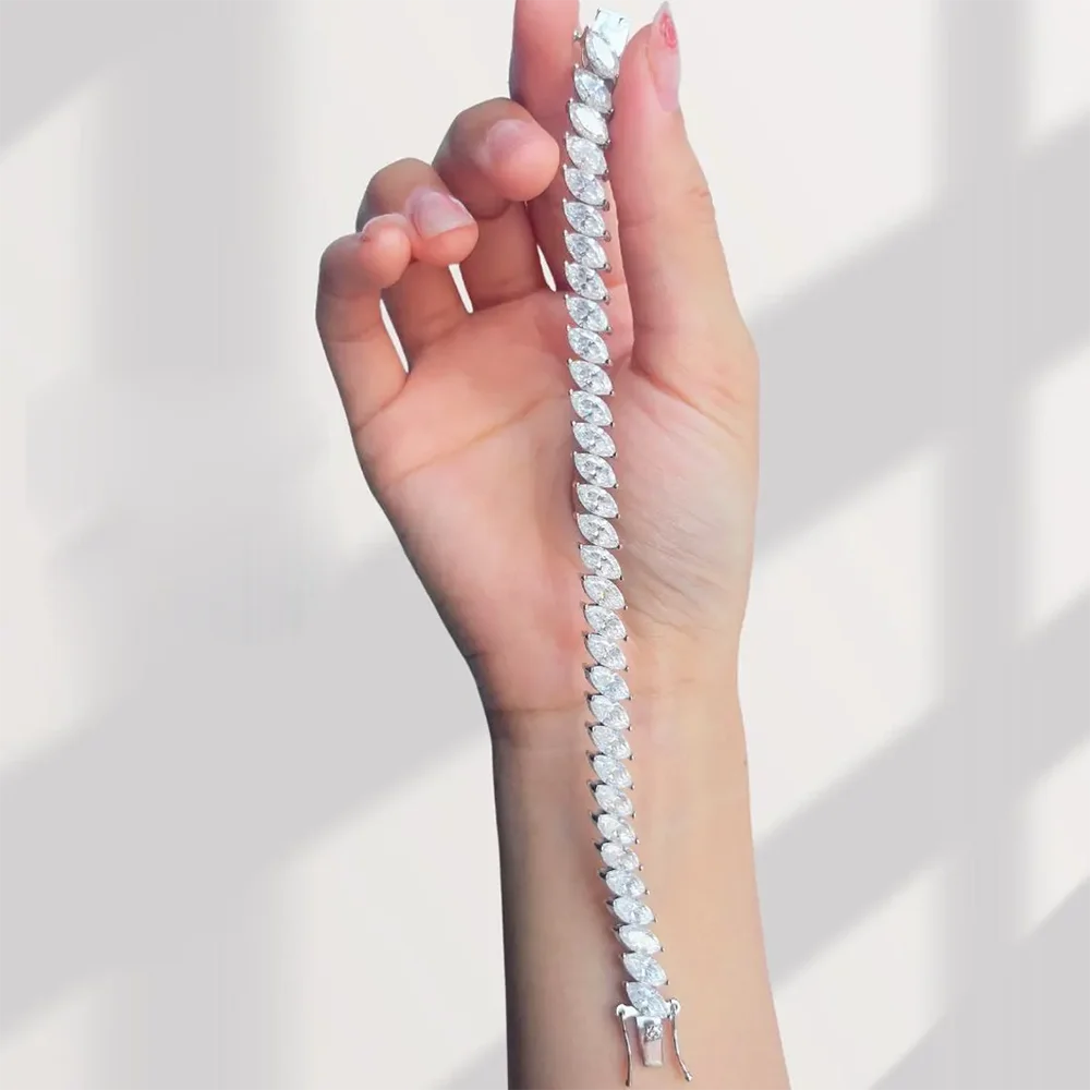 Marquise Cut Moissanite Tennis Bracelet - GRA Certified
