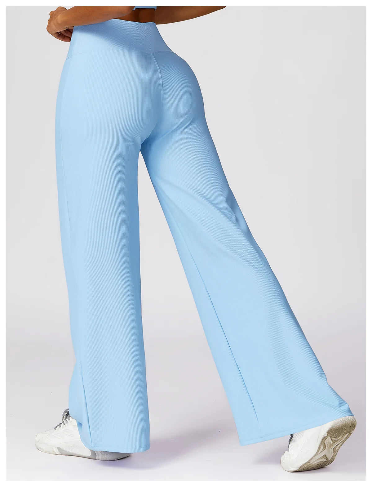 High Waist Wide Leg Striped Workout Trousers