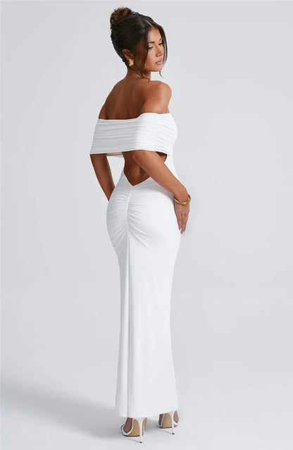 Off-Shoulder Back Cut-Out Long Dress