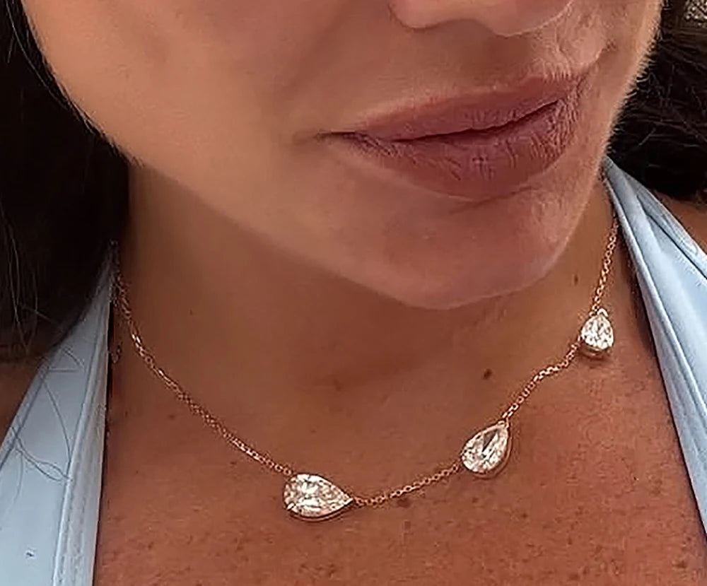 9 Carat East West Pear Cut Moissanite Necklace – Women’s Gift