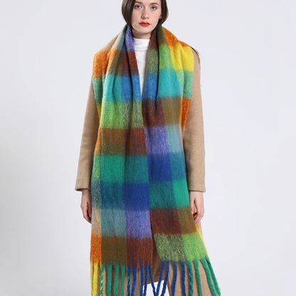 Plaid Cashmere 240*55 CM Long Thick Scarf