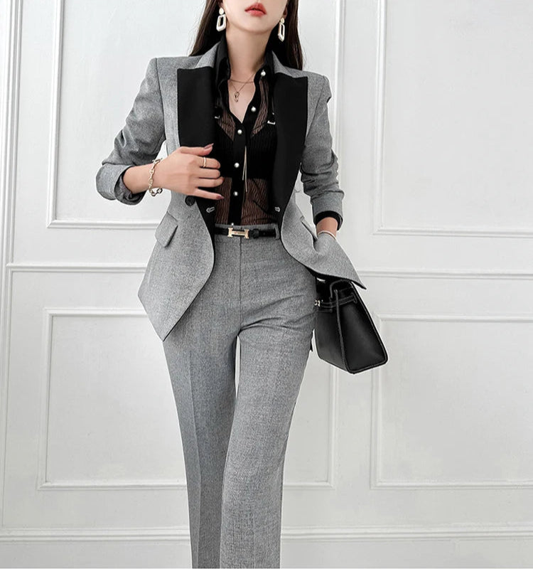 Women’s Black & Gray Formal Pantsuit