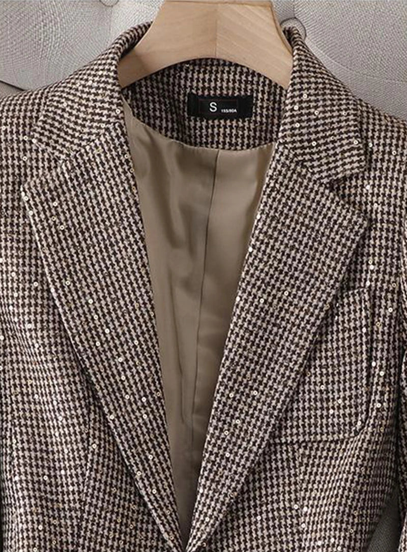 Houndstooth Sequin Blazer and Shorts Suit