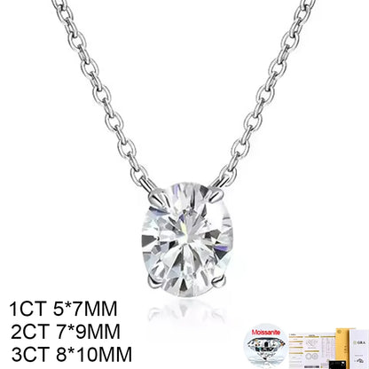 Oval Cut Solitaire Moissanite 18K Gold Plated Necklace – Christmas Gift for Her