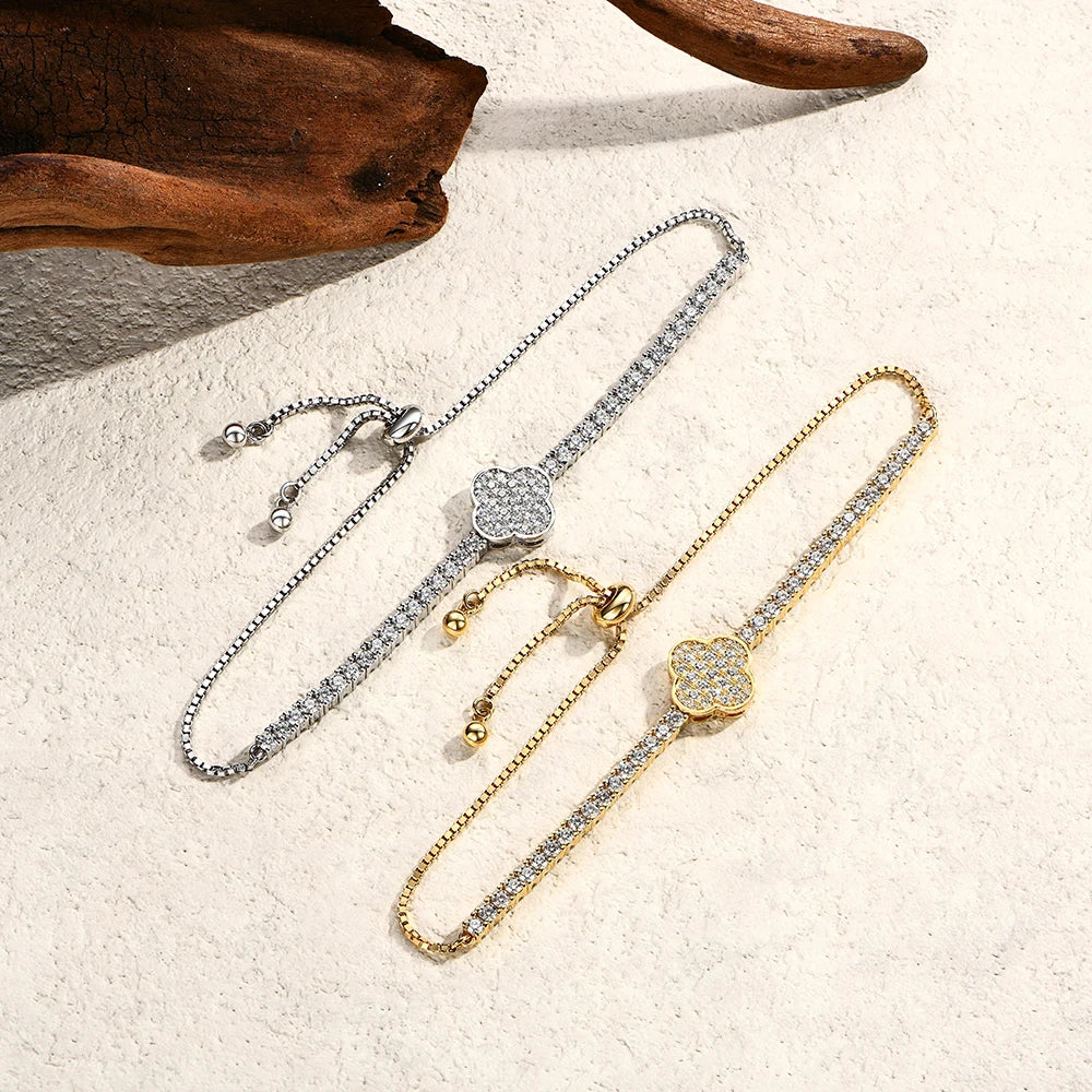Clover Adjustable Moissanite Tennis Bracelet - Women's Gift