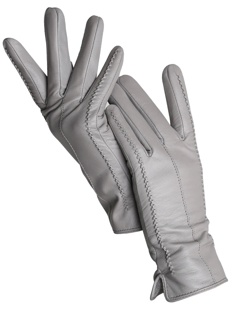 Women's Genuine Leather Touchscreen Lined Gloves
