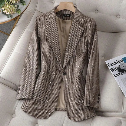 Houndstooth Sequin Blazer and Shorts Suit