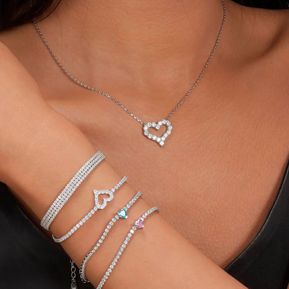 Heart Shape Moissanite Pendant Necklace - Valentine's Gift For Her