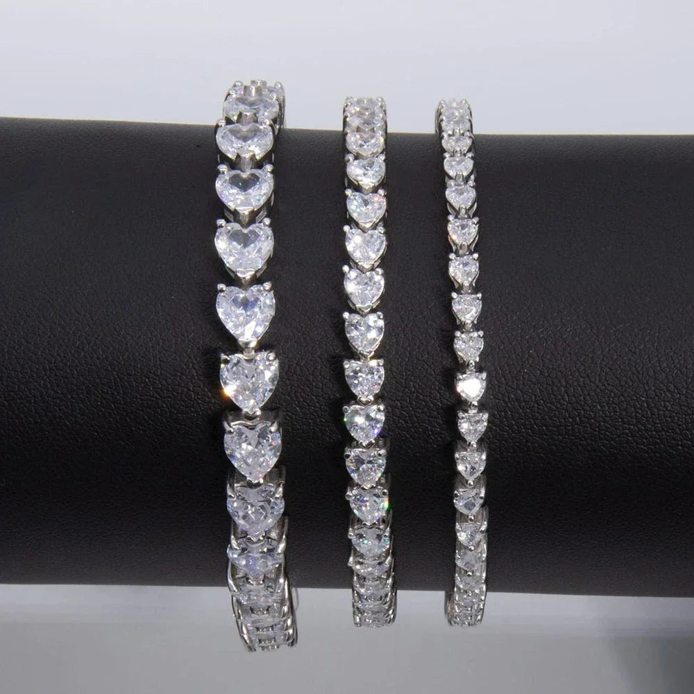 Heart Cut Moissanite Tennis GRA Certified Bracelet - Valentine Gift