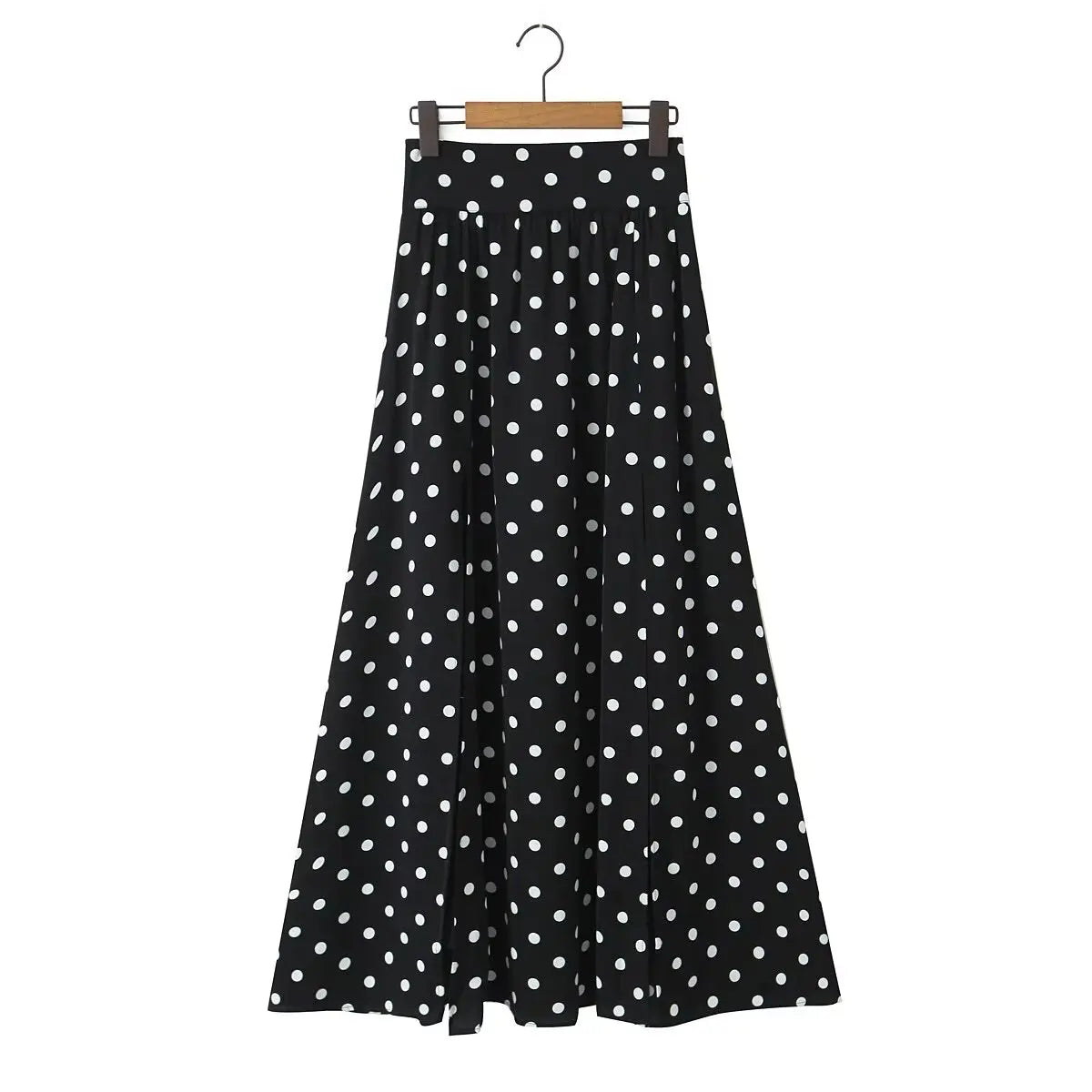 Polka Dots Cropped Top and Side Slits High Waist Skirt Set