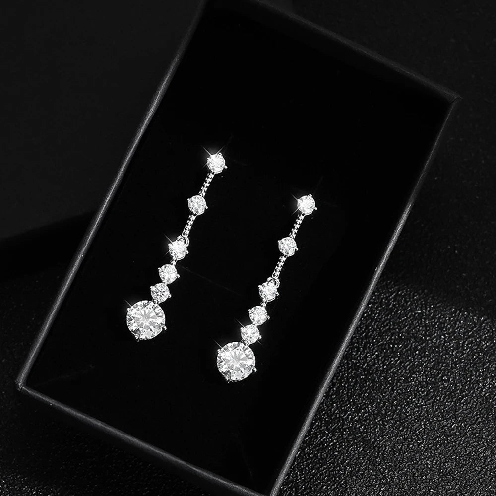 3 Carat Moissanite Dangle Earrings - Wedding Gift