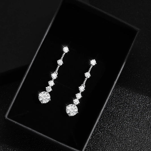 3 Carat Moissanite Dangle Earrings - Wedding Gift