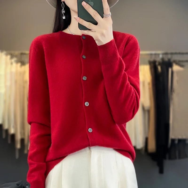 100% Merino Wool Women’s Knit Cardigan