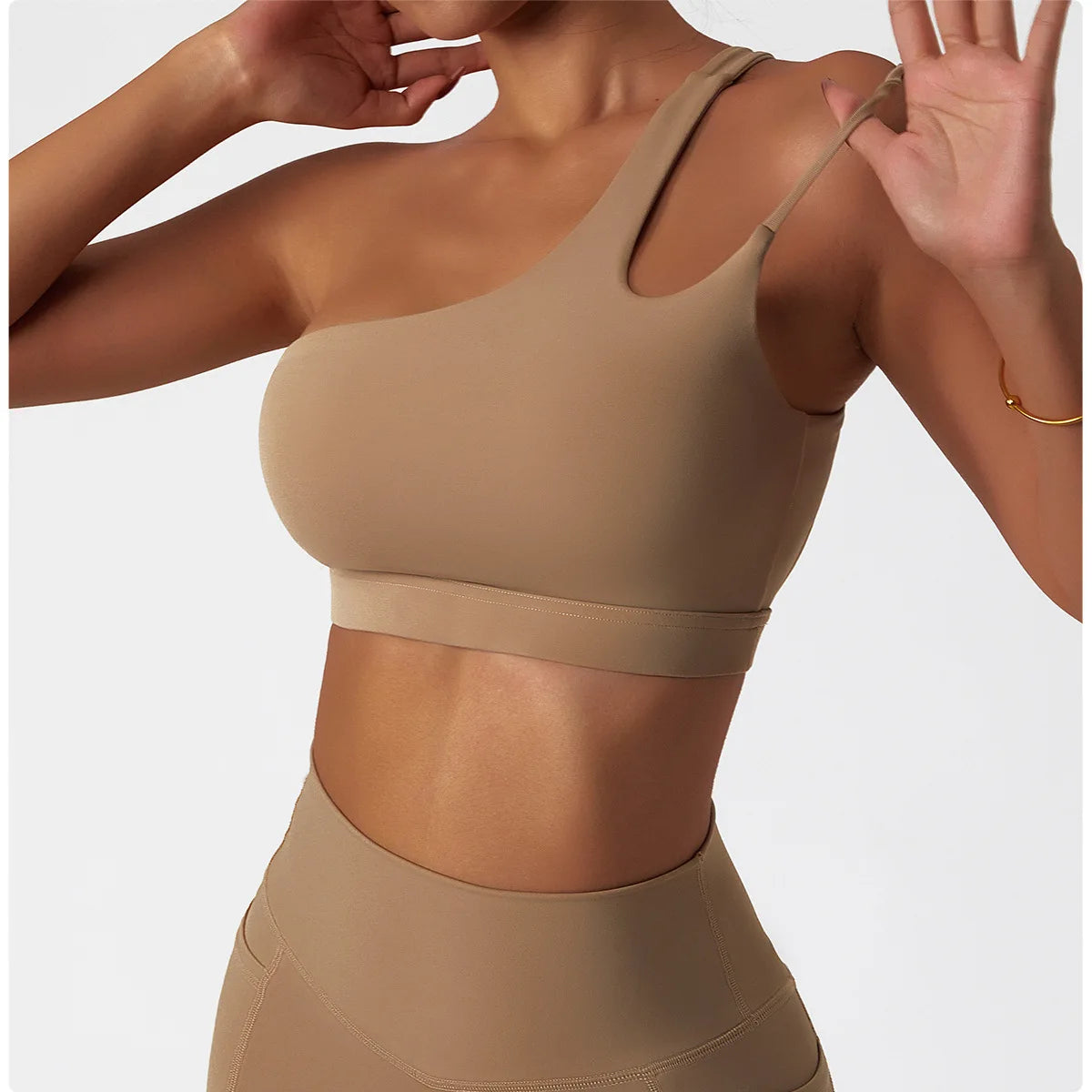 One Shoulder Cut-out Details Workout Top