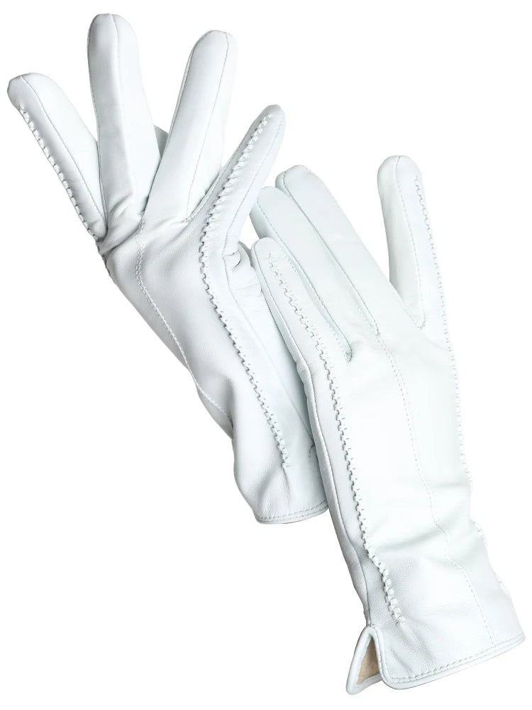 Women's Genuine Leather Touchscreen Lined Gloves