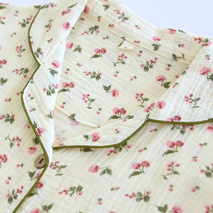 100% Cotton Crepe Pajama Floral Long Sleeve Pyjamas