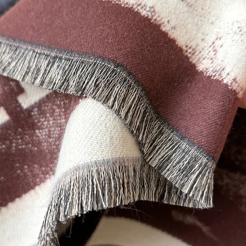 H Letter Cashmere Blend Winter Scarf Luxury Design Pashmina Scarf - Christmas Gift