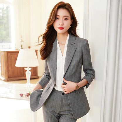 Single Button Formal Plaid Suit