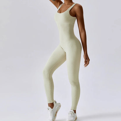 Seamless One-Piece U Neckline Skinny Leg Yoga Jumpsuit