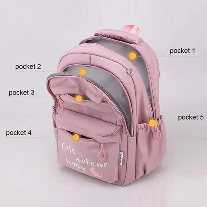 Large Capacity Teenage Girls School Waterproof Backpack