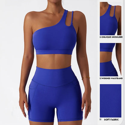 One Shoulder Cut-out Details Workout Top