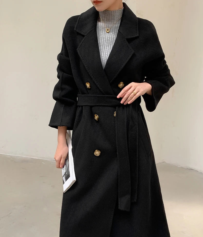 Women’s 100% Cashmere Thick Long Winter Coat