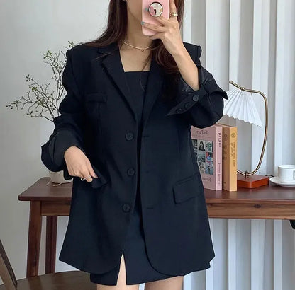 Blazer and Spaghetti Strap Short Dress Suit