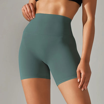 High Waist Workout Breathable Shorts Shades of Green and Blue