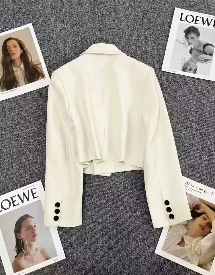 Cropped Single Button Blazer For Women
