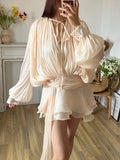 Long Sleeve Ruffle Details Mini Dress