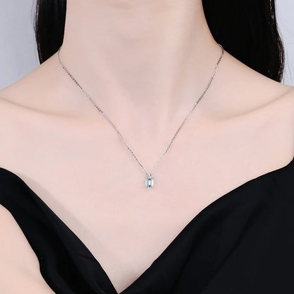 Emerald Cut Moissanite 18K Gold Plated Necklace - Christmas Gift