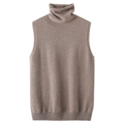 100% Merino Wool Sleeveless Turtleneck Basic Sweater