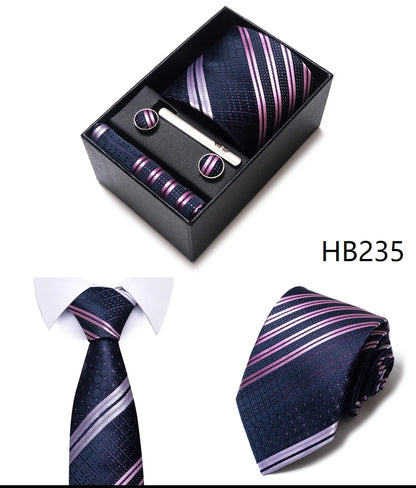 5 Pcs Business Tie Set Handkerchief, Cufflinks, Tie and Clip