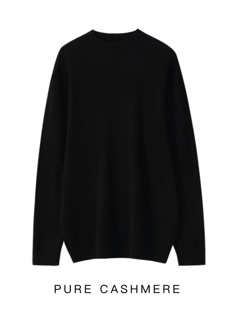 Men's 100% Merino Wool Mock Neck Pullover – Luxury Knit Sweater