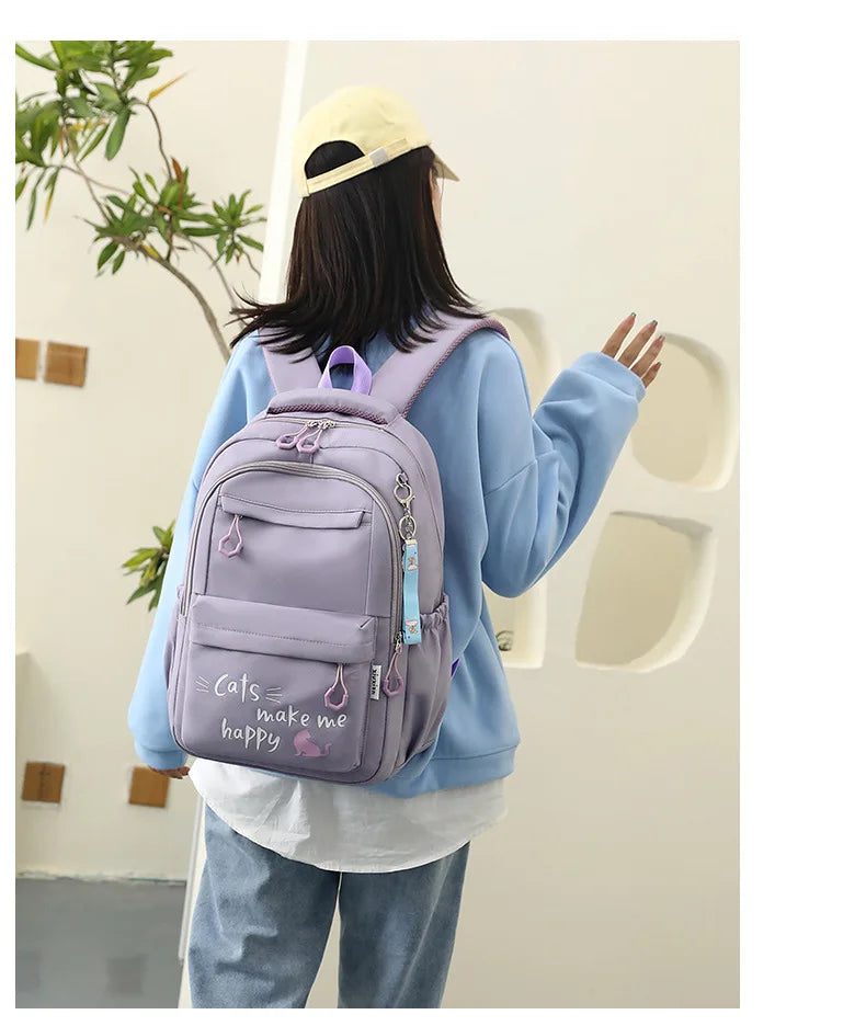 Large Capacity Teenage Girls School Waterproof Backpack