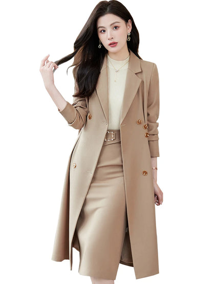 Women's Long Blazer and Pencil Skirt Formal Suit