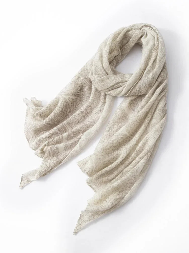 100% Baby Cashmere Paisley Eco-Printed Luxury Scarf