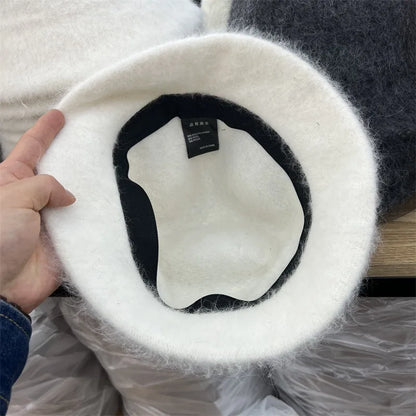 Rabbit Fur Winter Women's Bucket Hat - Gift for Her